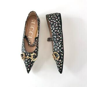 Gucci x Liberty Floral Horsebit Maryjane Pointed Toe Ballet Flats 36.5